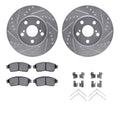 R1 94-97 Toyota Celica Front Drilled & Slotted Silver Brake Rotor Set w/Optimum OE Pads and Hardware