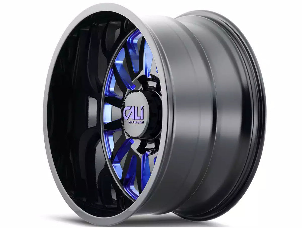 CALI OFF-ROAD SUMMIT 9110 GLOSS BLACK BLUE MILLED SPOKES 22X12 6-139.7 -51MM 106MM