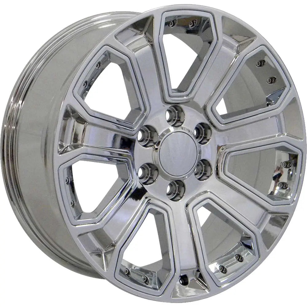 22 IN REPLICA WHEEL FITS CHEVY SILVERADO CV93B CHROME WITH CHROME INSERT 22X9