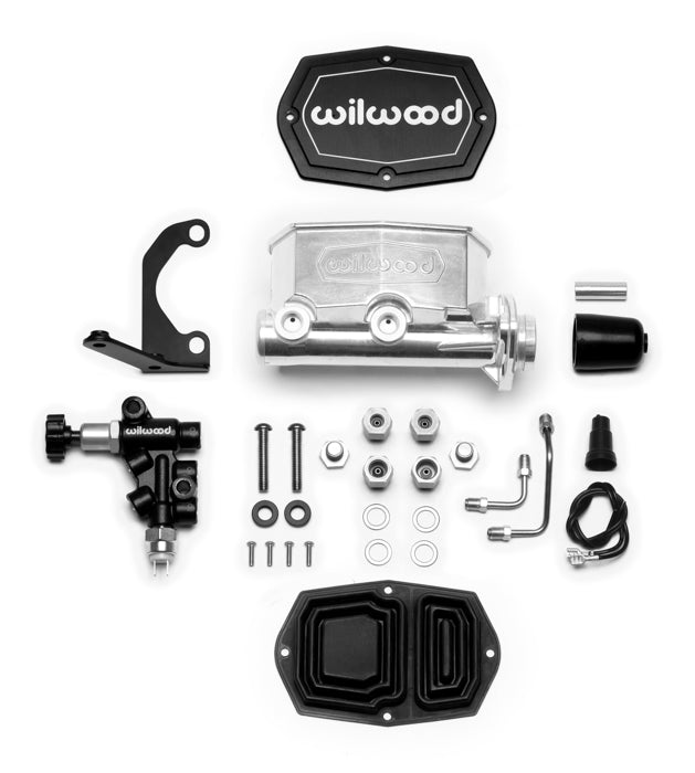 Wilwood Compact Tandem M/C - 1in Bore - w/Bracket and Valve - Ball Burnished