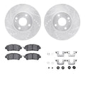 R1 16-25 Mazda 2 Front Drilled & Slotted Silver Brake Rotor Set w/Optimum OE Pads and Hardware