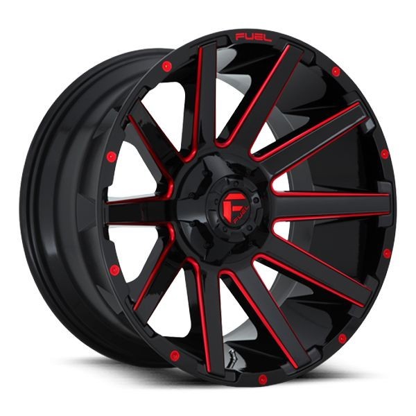 ~(49 lbs. 23X23X13)~ CONTRA 20x10 8x180.00 GLOSS BLACK RED TINTED CLEAR (-18 mm)