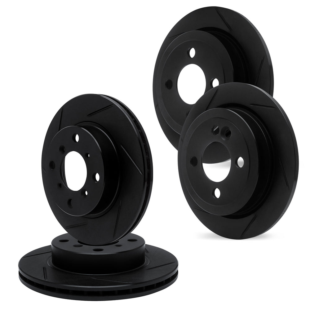 R1 Concepts Brake Rotor- Slotted - Black Fits Peugeot 505
