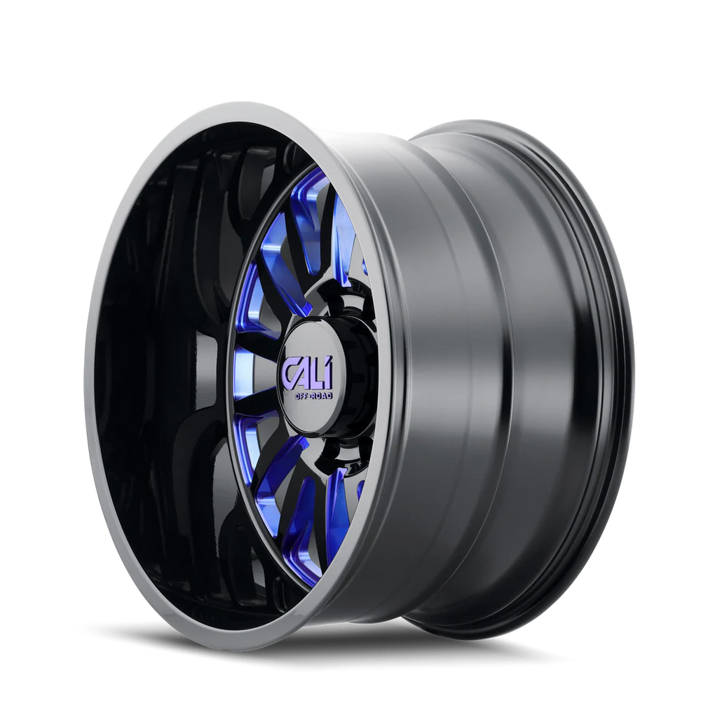 CALI OFF-ROAD SUMMIT 9110 GLOSS BLACK BLUE MILLED SPOKES 24X14 6-135 -76MM 87.1MM