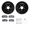 R1 16-25 Honda Passport Rear Drilled & Slotted Black Brake Rotor Set w/Optimum OE Pads and Hardware