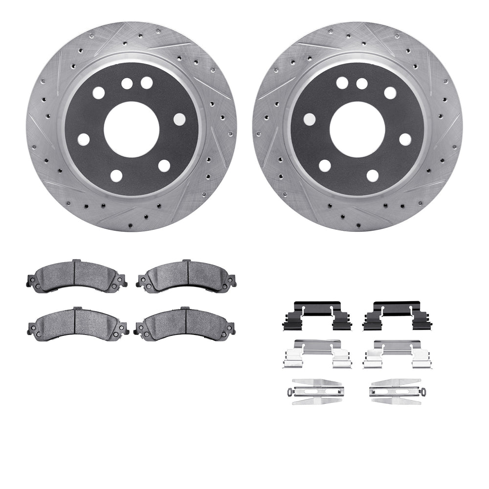 R1 00-06 Cadillac Escalade Rear Drill/Slot Silver Rotors w/Optimum Pads