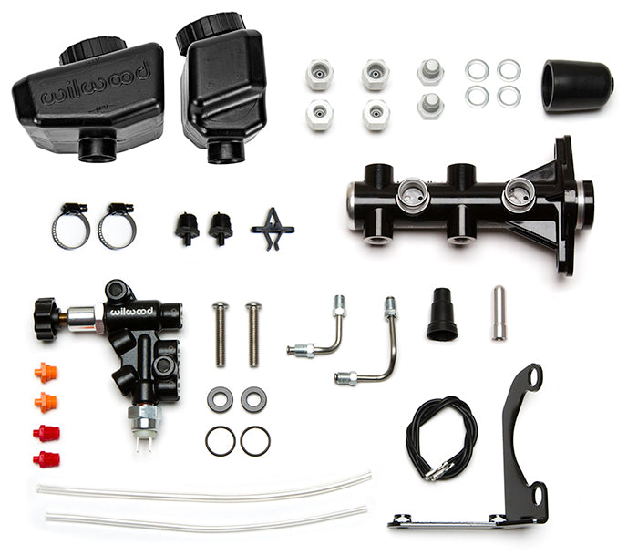 Wilwood Remote Tandem M/C Kit w/Bracket and Valve - 1in Bore Black