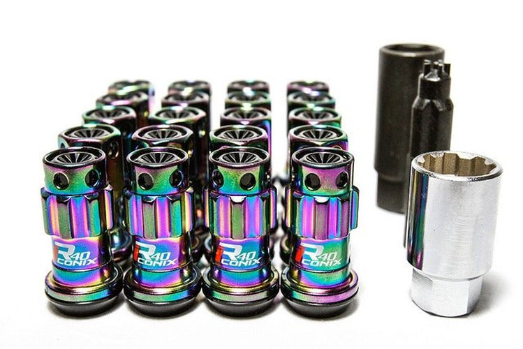 Project Kics 20 PCS (NO LOCKS) Neocro R40 Iconix W/ Plastic Cap (Black) - 12X1.25