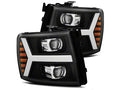 AlphaRex 07-13 Chevy 1500HD PRO-Series Proj Headlight Plank Style Matte Blk w/Activ Light/Seq Signal