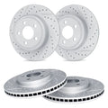 R1 10-20 Lexus RX350 Front & Rear Drilled & Slotted Carbon Coated Brake Rotor Set