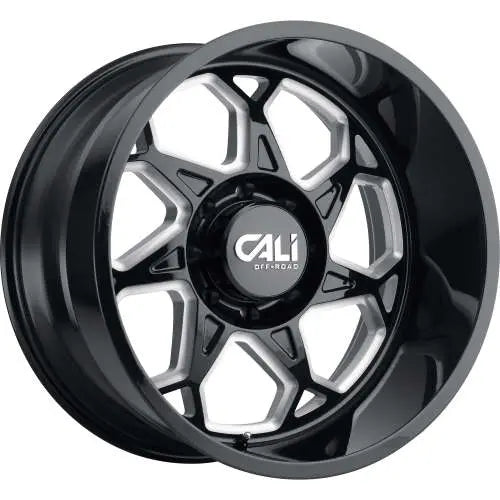 SEVENFOLD (9111) GLOSS BLACK/MILLED SPOKES 22X12 8165.1 51mm 130.8mm