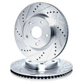 R1 15-21 Ford FusIon Front Drilled & Slotted Silver Brake Rotor Set