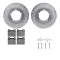 R1 65-73 Porsche 912 Front Drilled & Slotted Silver Brake Rotor Set w/Optimum OE Pads and Hardware