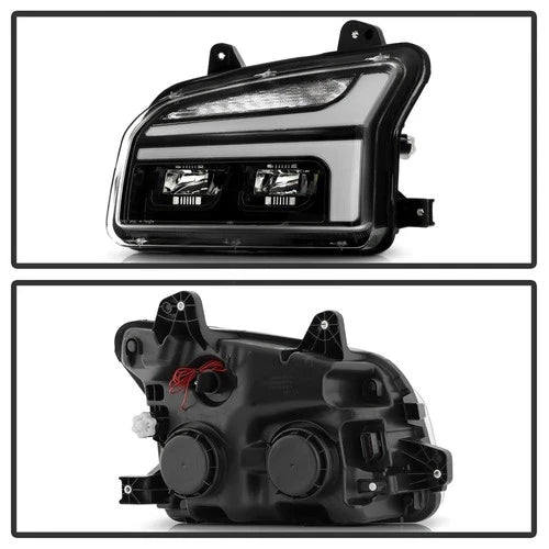 1319 KENWORTH T880 CLASS 8 FULL LED PROJECTOR HEADLIGHTS W/ SWITCHBACK DRL BLAC