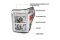 PROJECTOR HEADLIGHTS WITH SEQUENTIAL LED BAR CHROME HOUSING CLEAR LENS AND AMBER REFLECTORS