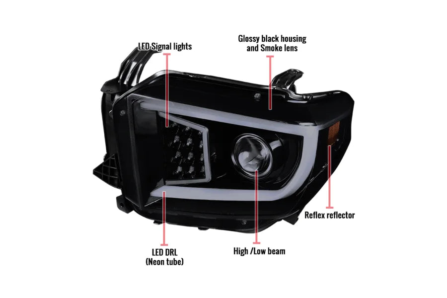 SEQUENTIAL LED PROJECTOR HEADLIGHTS- SMOKE