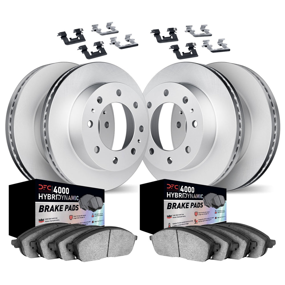 DFC 01-10 Chevrolet Silverado 2500 HD Front & Rear Geospec Rotor w/4000 HybriDyna Pads w/Hardware