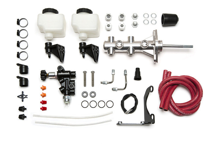 Wilwood Remote Tandem M/C - 1.12in Bore - w/Bracket and Valve (Pushrod) - Polish