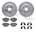 R1 17-25 BMW 520i Rear Drilled & Slotted Silver Brake Rotor Set w/Euro Ceramic Pads and Hardware