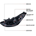PROJECTOR HEADLIGHTS GLOSSY BLACK H