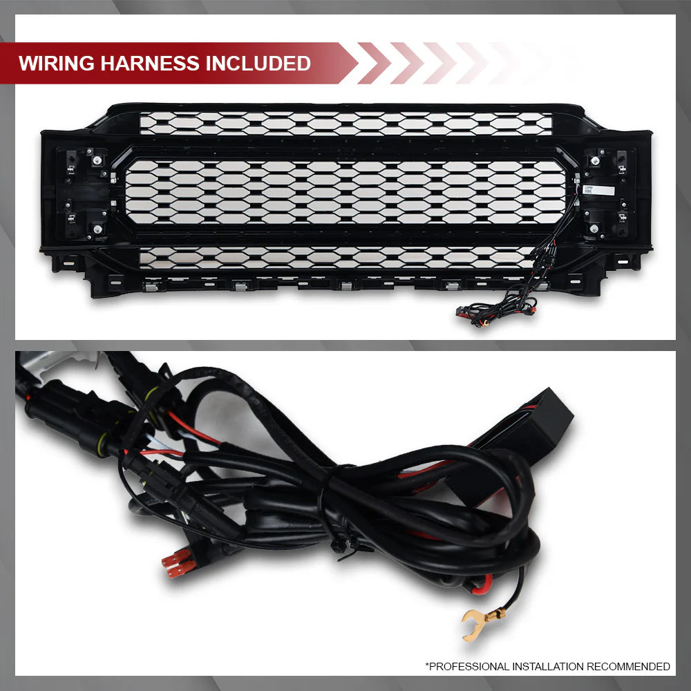 2124 F150 (EX RAPTOR MODEL) LED MESH GRILLE GLOSS BLACK