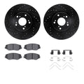 R1 05-15 Acura ILX Front Drilled & Slotted Black Brake Rotor Set w/Optimum OE Pads and Hardware