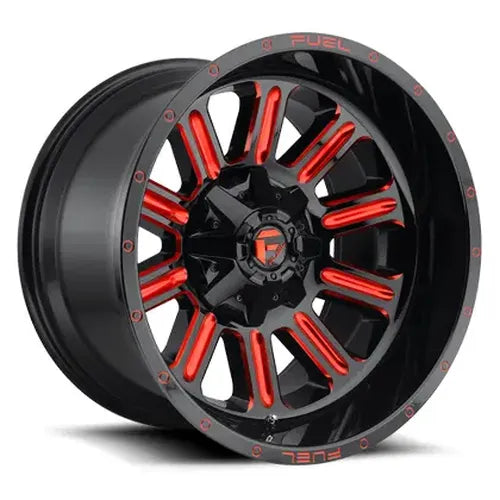 ~(46 lbs. 23X23X13)~ HARDLINE 20x10 5x139.70/5x150.00 GLOSS BLACK RED TINTED CLEAR (-18 mm)