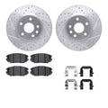 R1 10-20 Buick Regal Front Drilled & Slotted Silver Brake Rotor Set w/Euro Ceramic Pads and Hardware