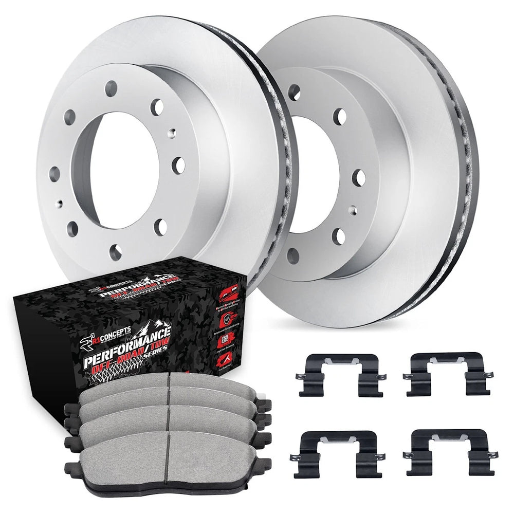 R1 Concepts Carbon Series Brake Rotors - Perf Off-Road/Tow Pads - Hdw Fits Ford Excursion