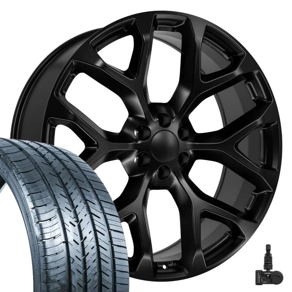 26 IN REPLICA WHEEL CV98B FITS CHEVY SILVERADO RIM 26X10 SATIN BLACK WHEEL