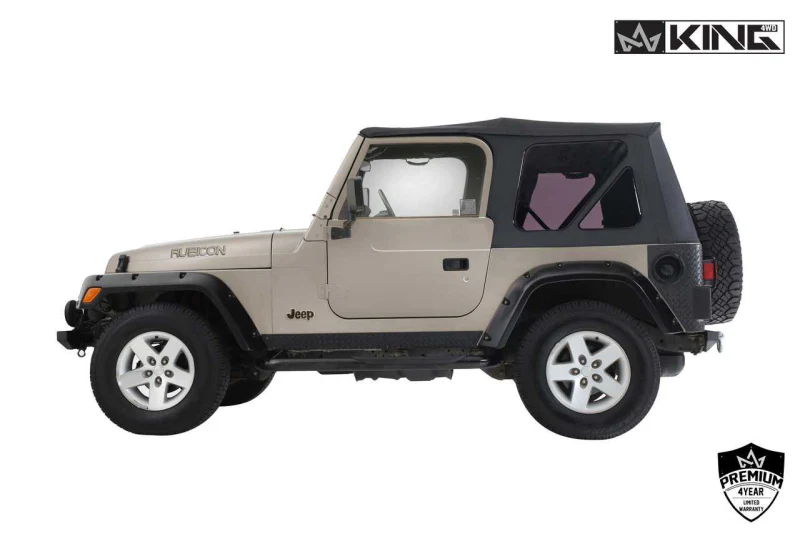 Overland Vehicle Systems Replacement Soft Top With Upper Doors - Black Diamond - TJ
