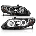ANZO 2006-2011 Honda Civic Projector Headlights w/ Halo Black (CCFL)