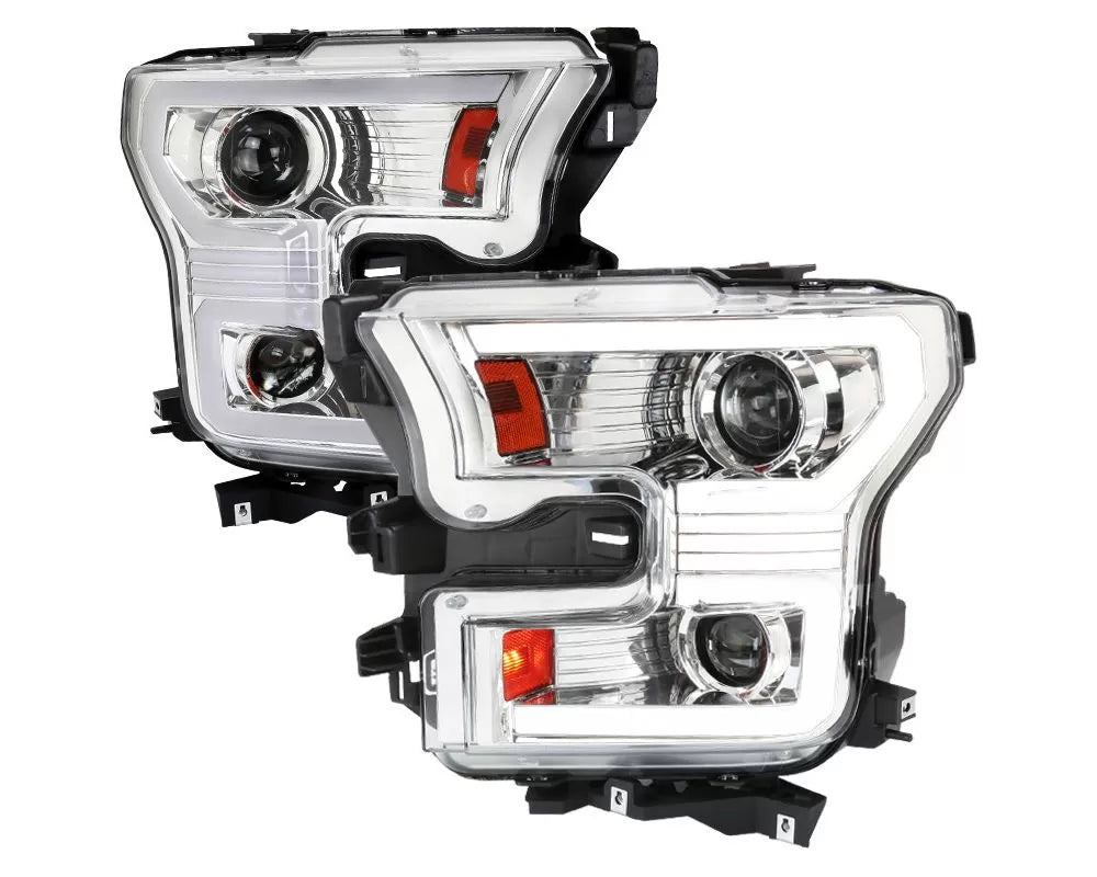 LED PROJECTOR HEADLIGHTS WITH SEQUENTIAL TURN SIGNAL - CLEAR LENS WITH CHROME HOUSING
