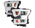 LED PROJECTOR HEADLIGHTS WITH SEQUENTIAL TURN SIGNAL - CLEAR LENS WITH CHROME HOUSING
