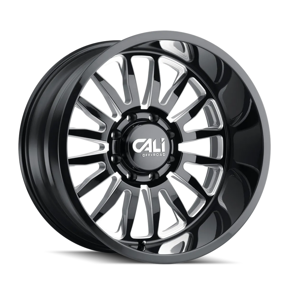 ~(43 lbs. 22X22X11)~ SUMMIT (9110) GLOSS BLACK/MILLED SPOKES 20X10 8-165.1 -25mm 125.2mm