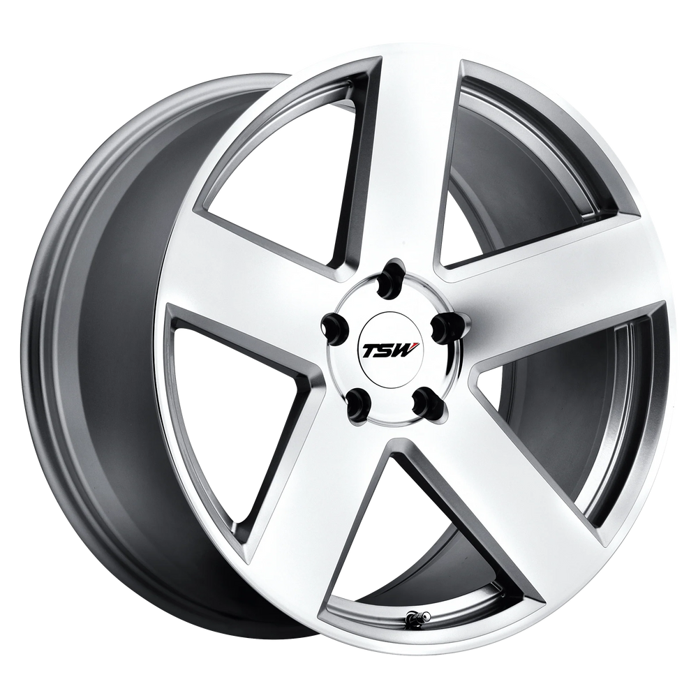 ~(33 lbs. 22X22X10)~ TSW BRISTOL 20x8.5 5/114.3 ET40 CB76.1 SILVER W/MIRROR CUT FACE