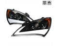 2 DOOR PROJECTOR HEADLIGHTS- BLACK- LED SEQUENTIAL LIGHT BAR WITH SWITCH BACK