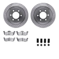 R1 07-17 Ford ExpeditIon Rear Drilled & Slotted Silver Brake Rotor Set w/Ceramic Pads and Hardware