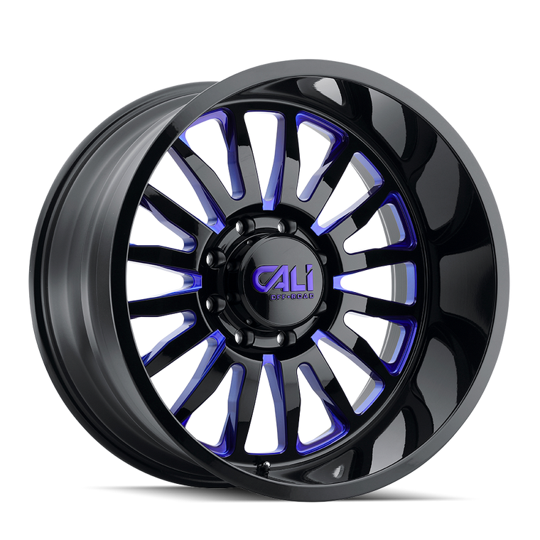 CALI OFF-ROAD SUMMIT 9110 GLOSS BLACK BLUE MILLED SPOKES 22X12 5-127 -51MM 78.1MM