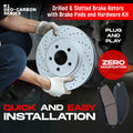 R1 11-25 Lexus GS350 Front Drill/Slot Carbon Coated Rotor Set w/Euro Ceramic Pads