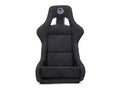 NRG FRP Bucket Seat PRISMA Edition w/ Pearlized Back Black Alcantara Ultra Embroidery - X Large