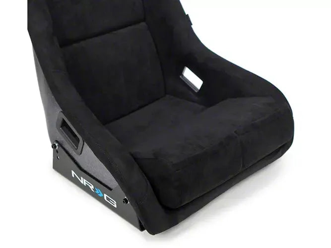 NRG FRP Bucket Seat PRISMA Edition w/ Pearlized Back Black Alcantara Ultra Embroidery - X Large