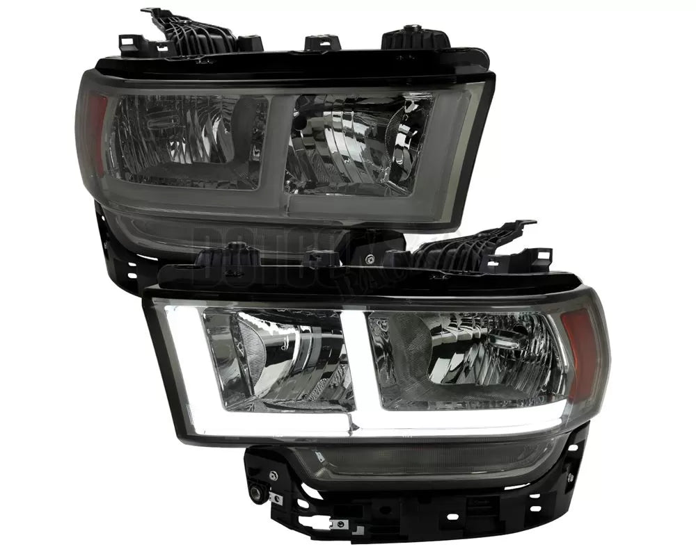 2500 3500 HEADLIGHT WITH DRL LIGHT BAR CHROME HOUSING AND SMOKED LENS