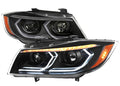 06-11 BMW E90 3 series 4dr LED bar projector- Black housing with clear lens