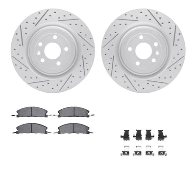 DFC 13-19 Ford Explorer Front Drilled & Slotted Geoperformance Rotors 5000 Advanced Pads w/Hardware