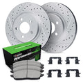 R1 17-25 Acura Integra Front Drill/Slot Carbon Coated Rotor Set w/Perf Sport Pads