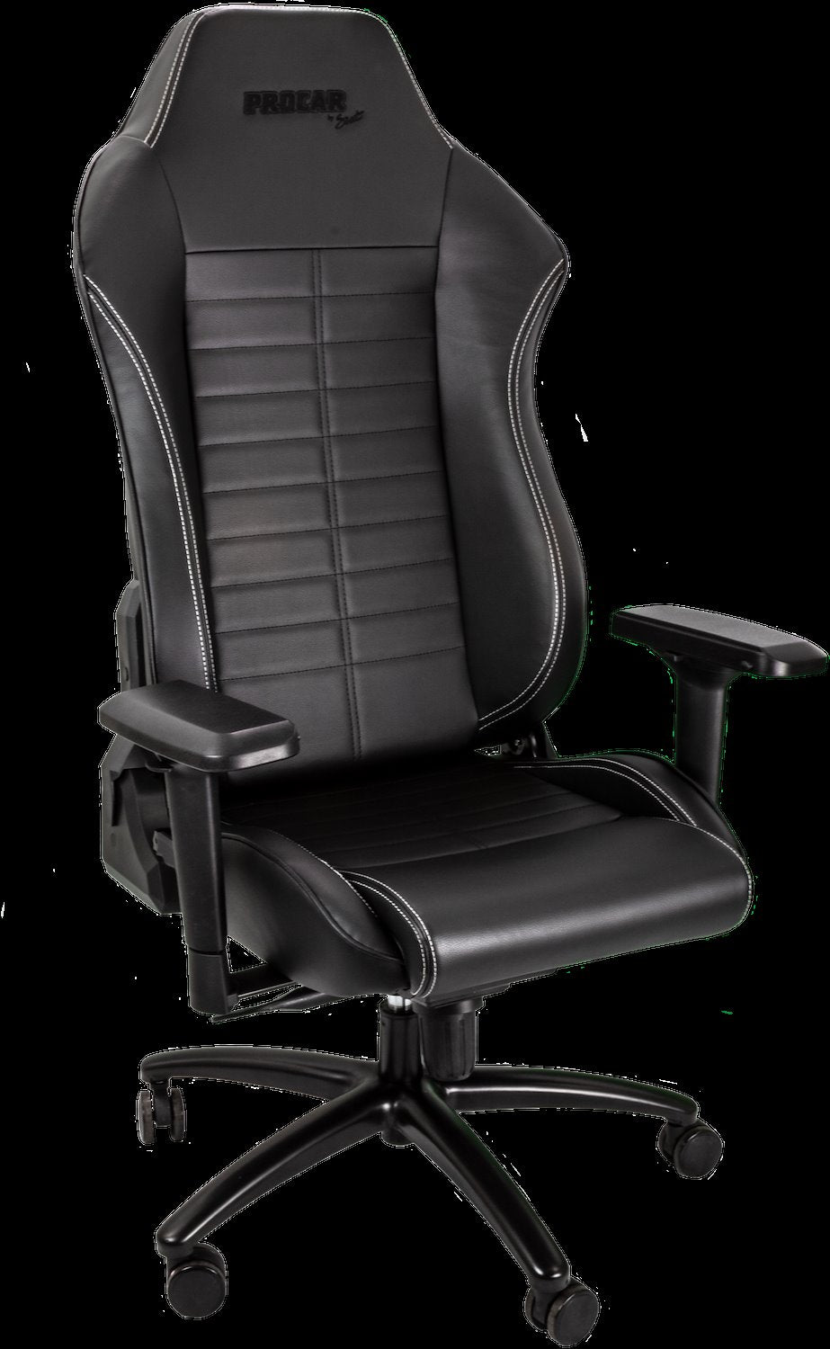 OFFICE CHAIR BLACK VINYL/WHITE STITCHING