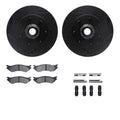 R1 Concepts Black Drilled Slotted Rotors with 5000 Oep Brake Pads Hdw Fits Ford F-150