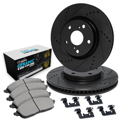 R1 14-23 Nissan Qashqai Front Drill/Slot Black Rotors w/Euro Ceramic Pads