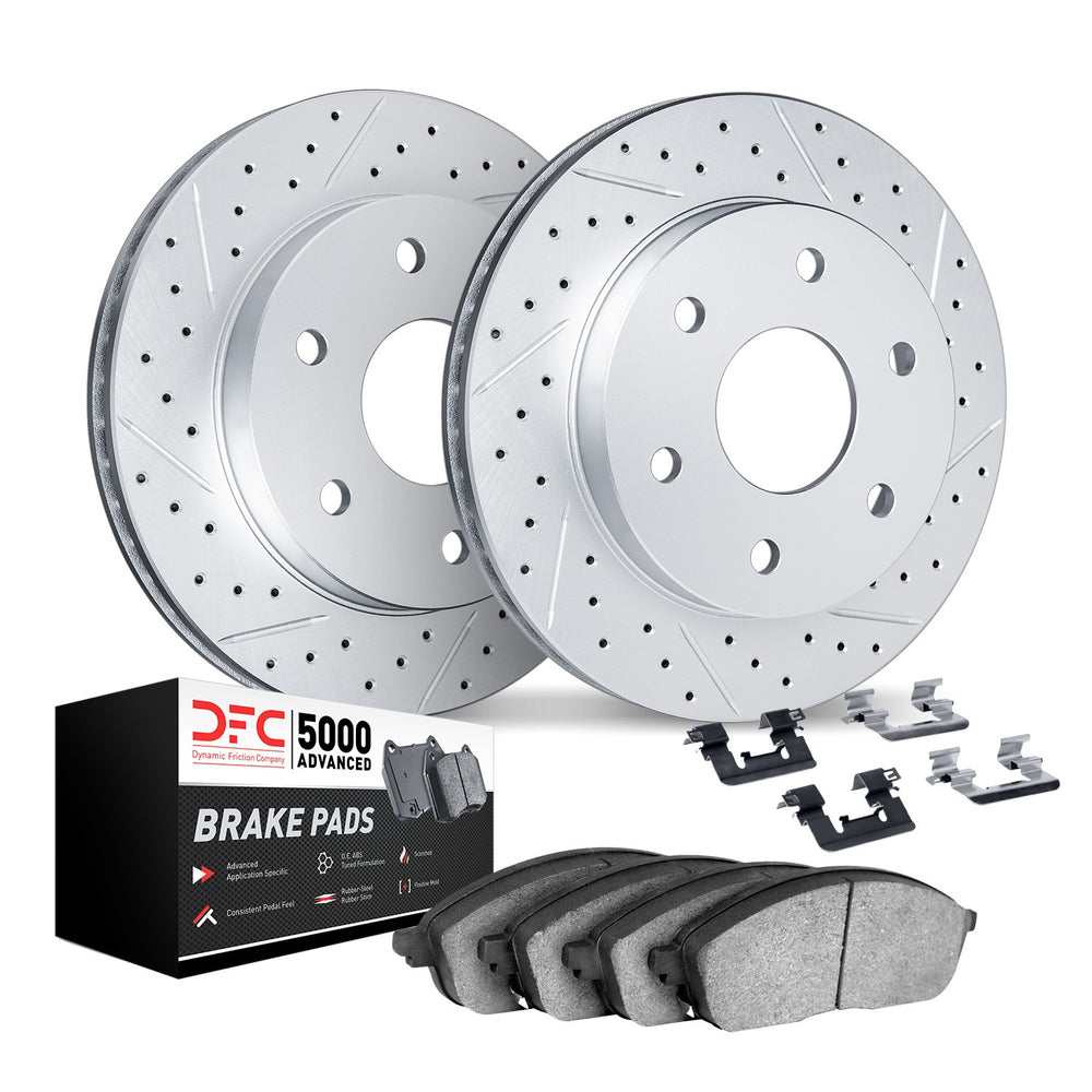 DFC 07-24 Infiniti QX56 Front Drilled & Slotted Geoperformance Rotors 5000 Advanced Pads w/Hardware